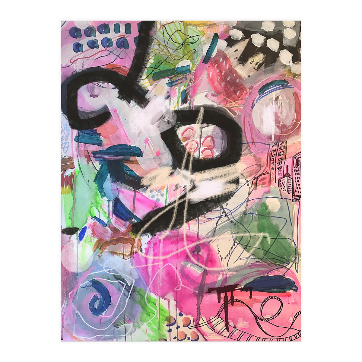 Crazy Town Multimedia Abstract Art Print Large Wall Art Poster Viddy Pop Mood Room (Print Only)