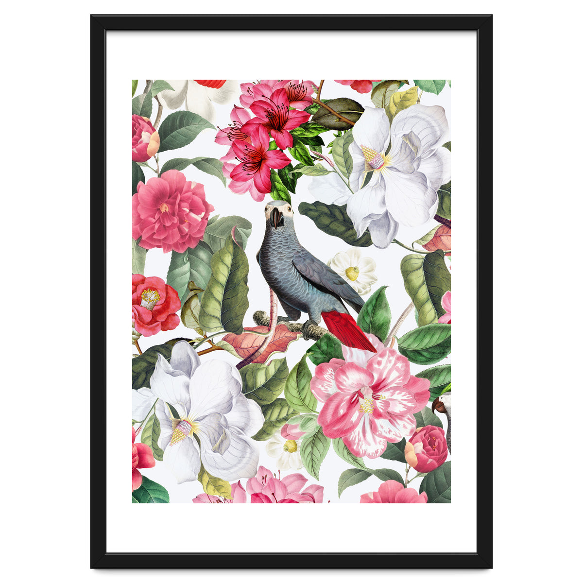 Vintage Cockatoo in Flower Jungle