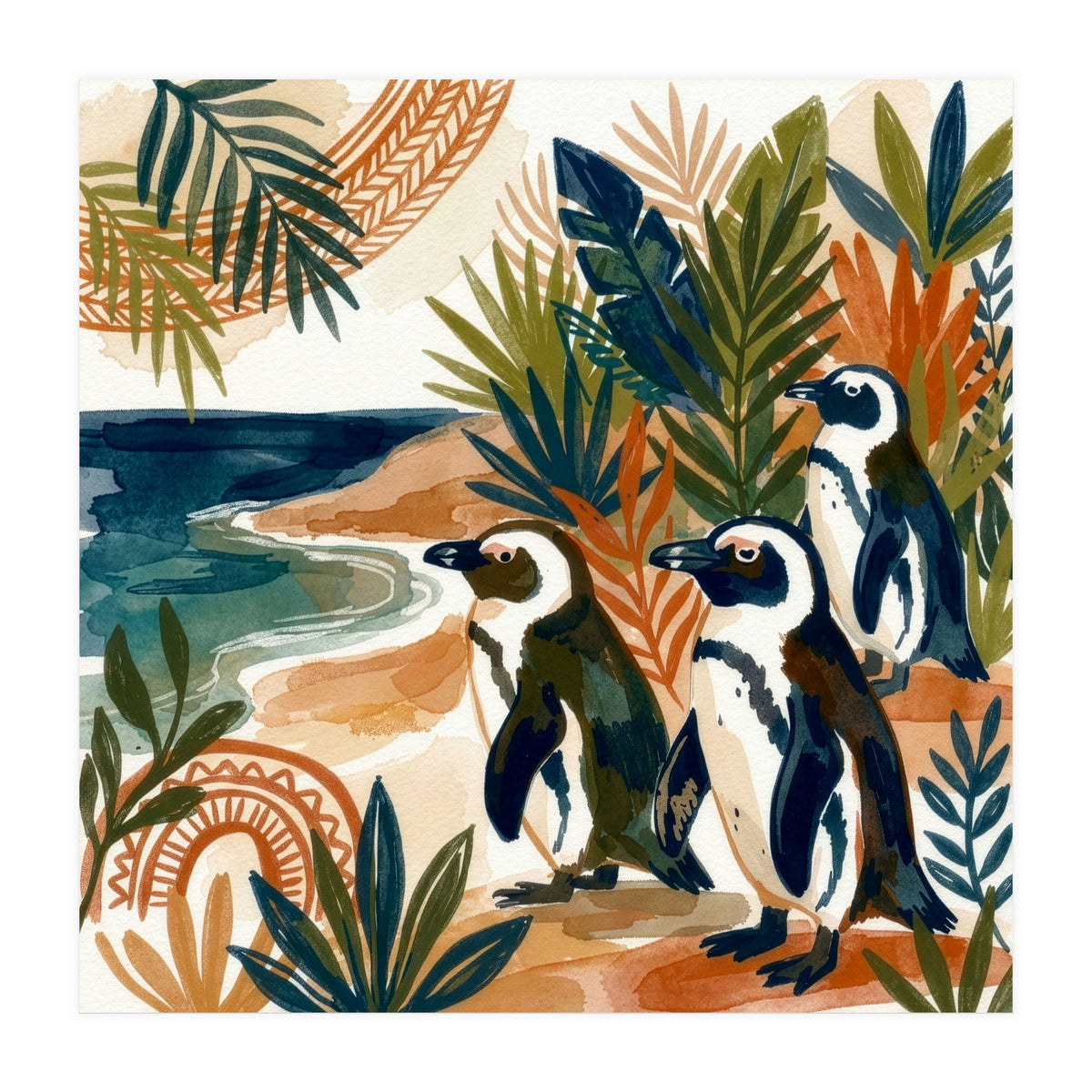 Beachside Penguin Gathering (Print Only)