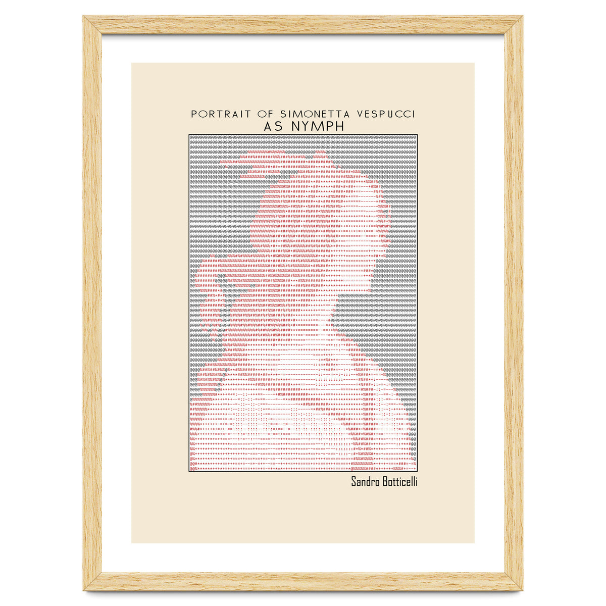 Portrait of Simonetta Vespucci as Nymph – Sandro Botticelli (ascii art)