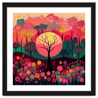Folk Sunset Forest In Bloom
