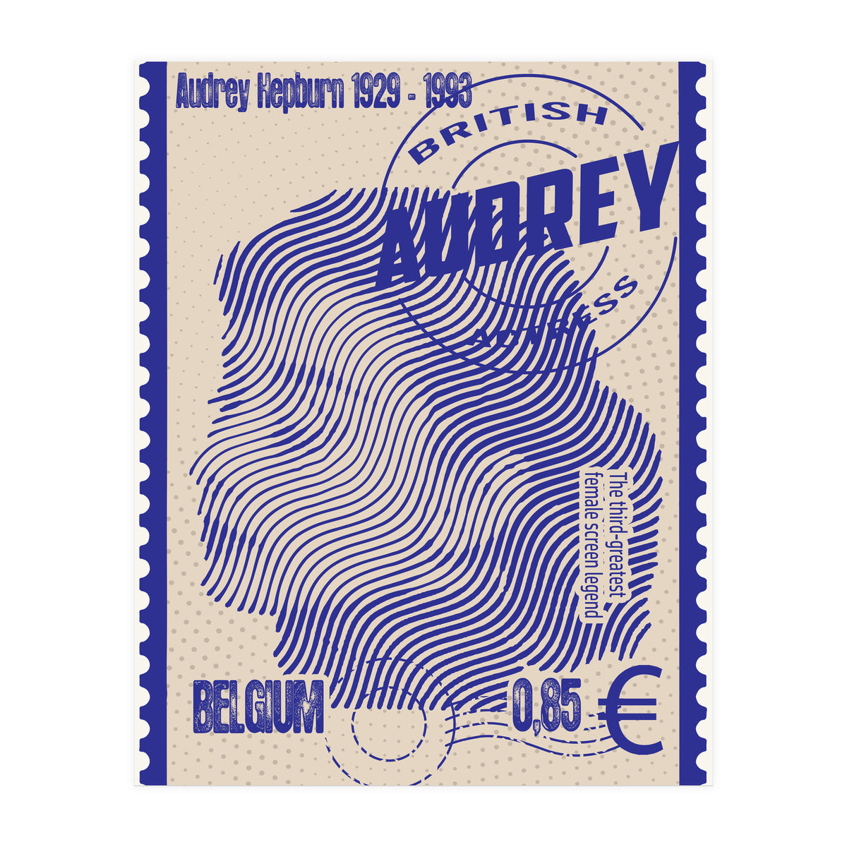 Audrey Hepburn Stamps Art (Print Only)