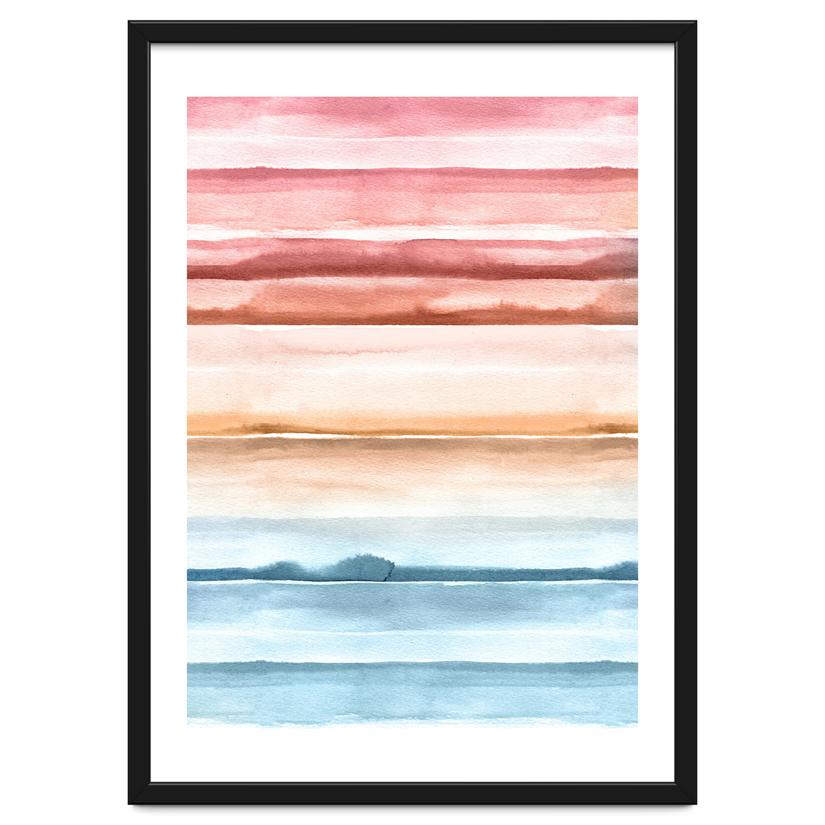 Watercolour Abstract Stripes Red Blue