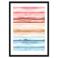 Watercolour Abstract Stripes Red Blue