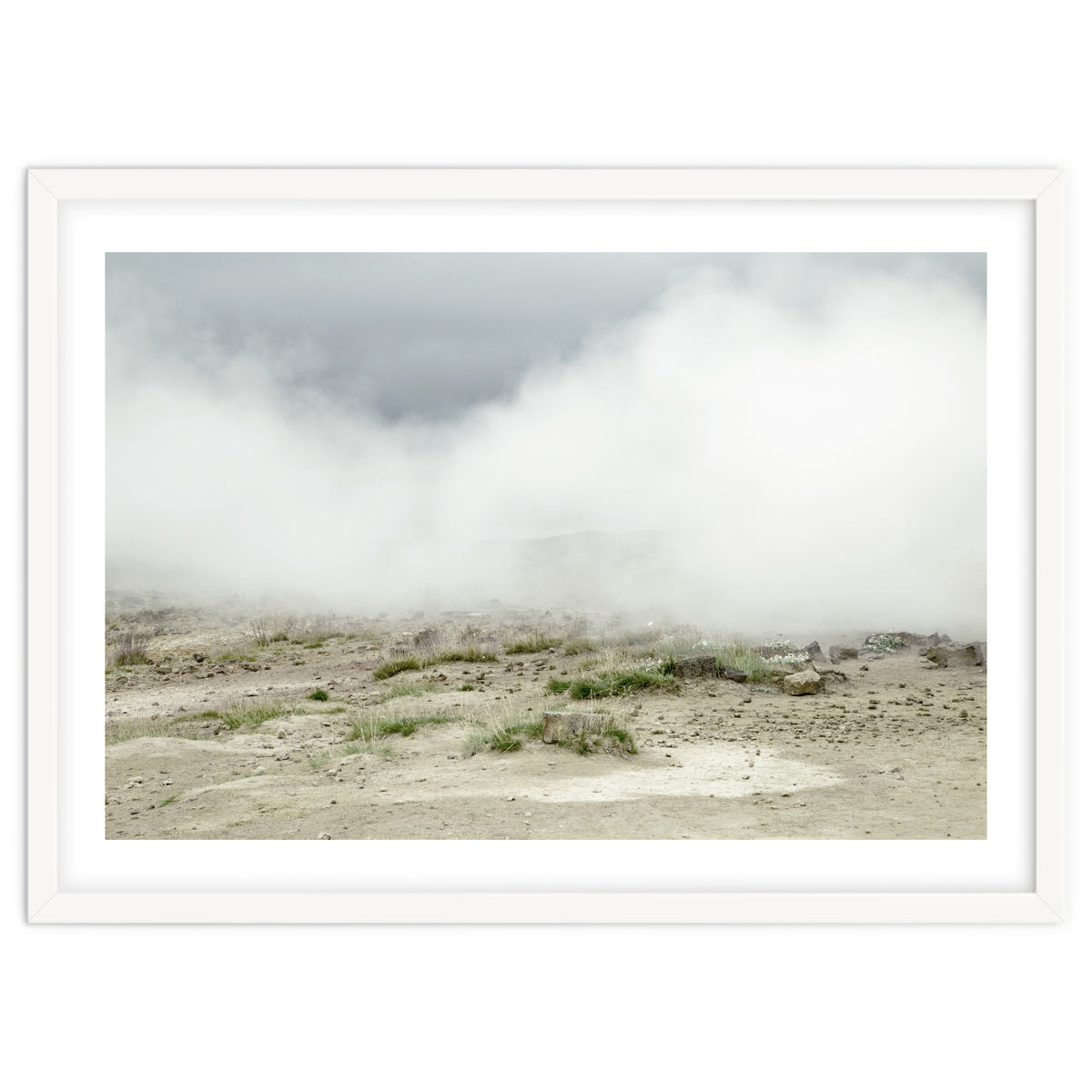 Landscape covered by hot spring steam - Iceland