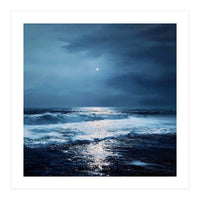 Midnight Seascape with Moonlight Reflecting (Print Only)
