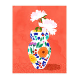 The Flowerpot, Floral Nature Watercolor Painting, Eclectic Bohemian Blossom Plants, Maximalism Contemporary Boho (Print Only) thumbnail