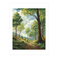 Vibrant Summer Forest Landscape Painting (Print Only)