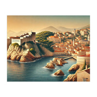 Vintage Croatia, Dubrovnik Coastal Poster (Print Only)