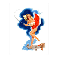 Pinup Sexy Girl And A Fishing Accident (Print Only)