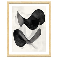 Abstract Black And White Flowing Organic Shapes With Texture