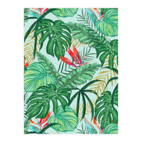 The Tropics | Jungle Botanical Bird of Paradise Illustration | Forest Palm Monstera Banana Leaves (Print Only)