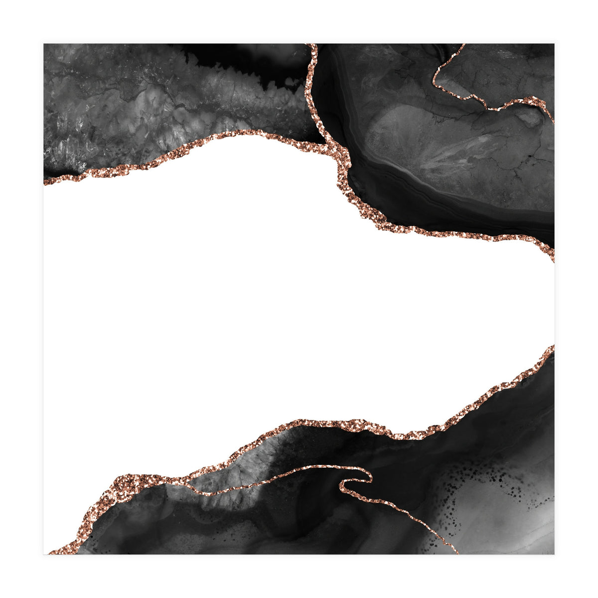 Black & Rose Gold Agate Texture 09 (Print Only)