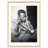 Jazz trumpeter Miles Davis early in his career playing in New York City, circa 1955. thumbnail