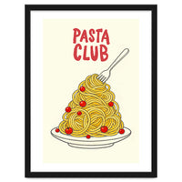 Pasta Club Illustration, Spaghetti and Tomatoes Art Print for Kitchen Wall Decor