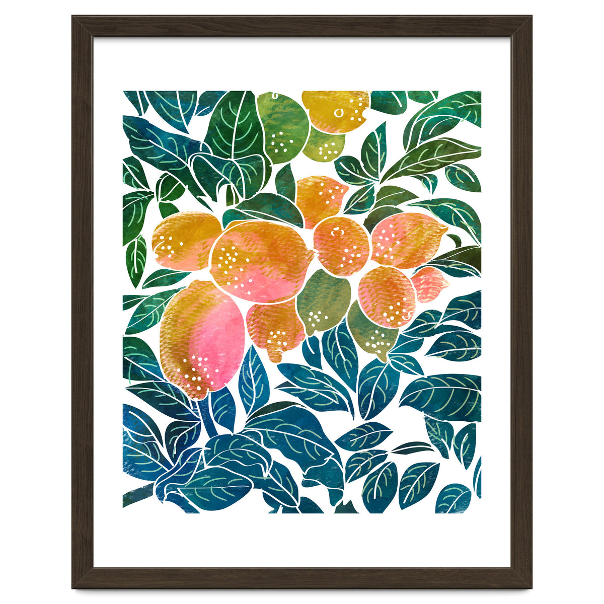 Lemons | Watercolor Modern Boho Botanical Painting | Pastel Summer Jungle Garden Juicy Fresh