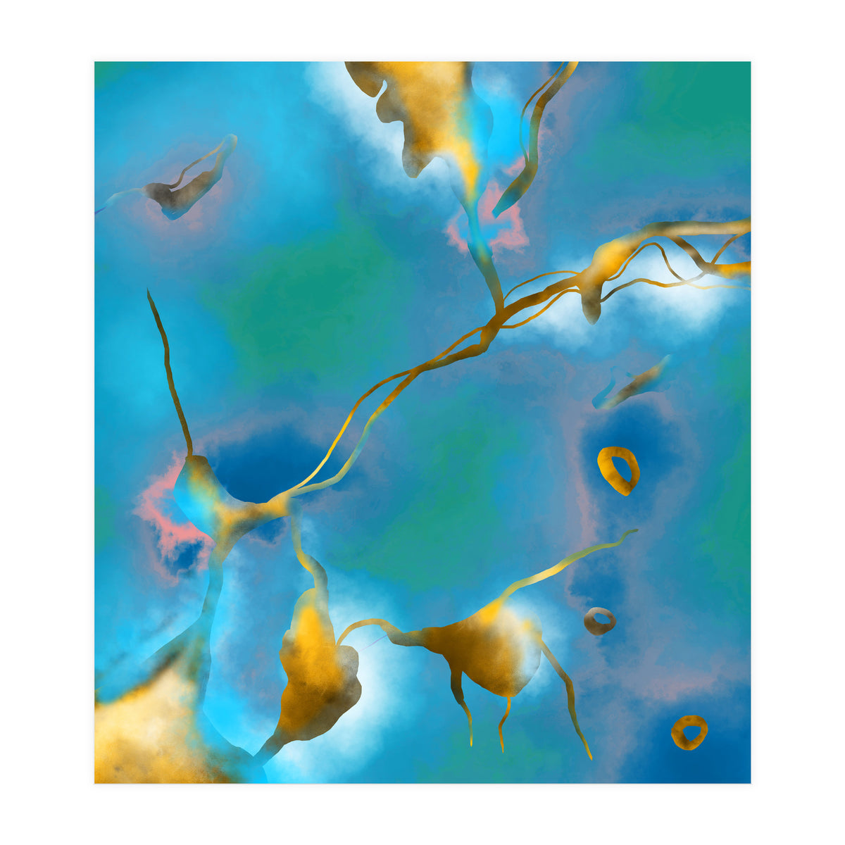 In My Veins, Abstract Marble Gold Texture, Eclectic Painting Resin Bohemian, Contemporary Luxe Chic Luxury (Print Only)