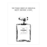 Born Original, Fashion Perfume Bottle Quote Art, Coco Chanel, Chic Decor (Print Only) thumbnail