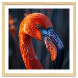 Close Up Flamingo Head Vibrant Orange Plumage thumbnail