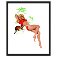 Pinup Girl With A Naughty Racoon