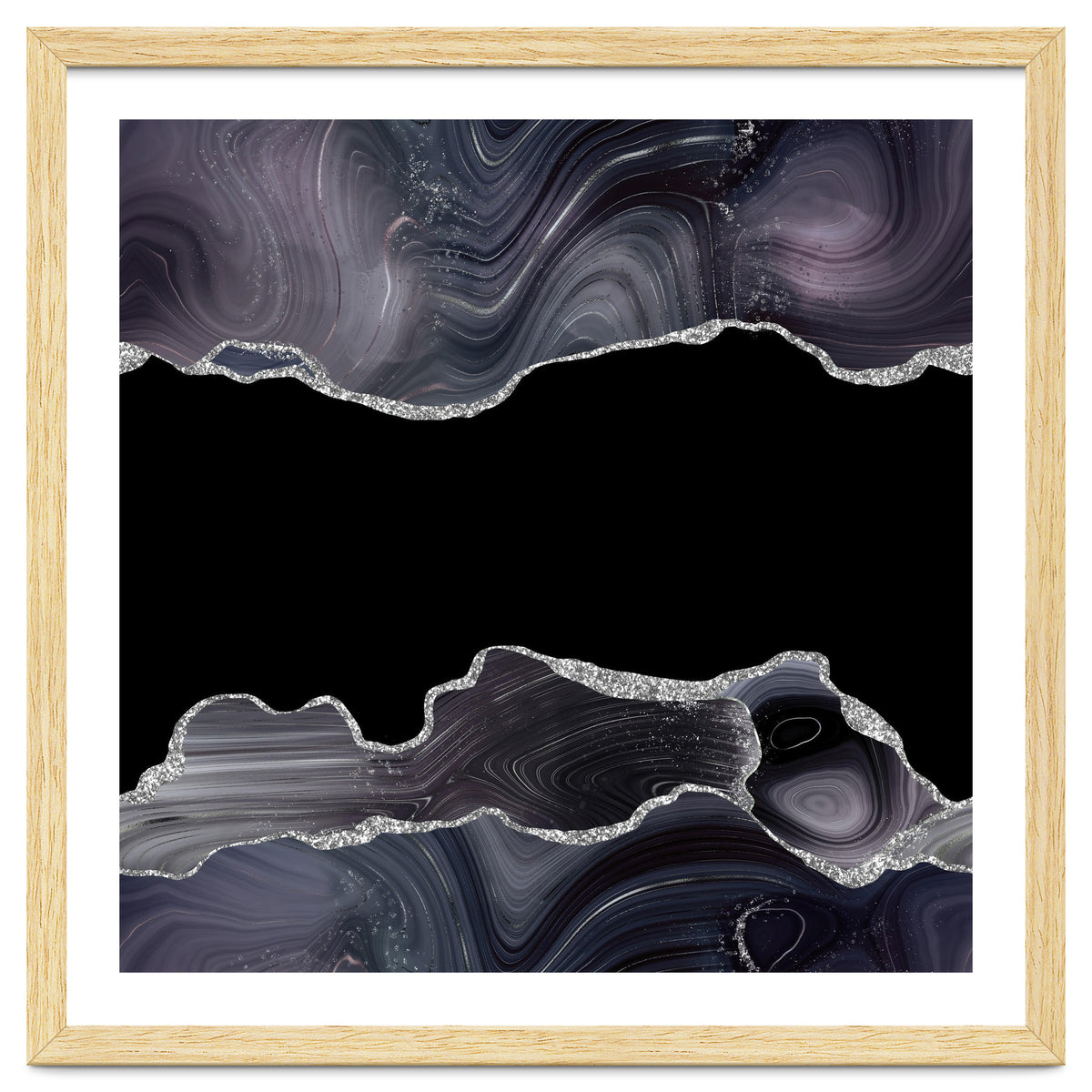 Black & Silver Glitter Agate Texture 03