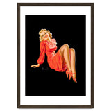 Smiling Pinup Woman Posing In Red Dress thumbnail