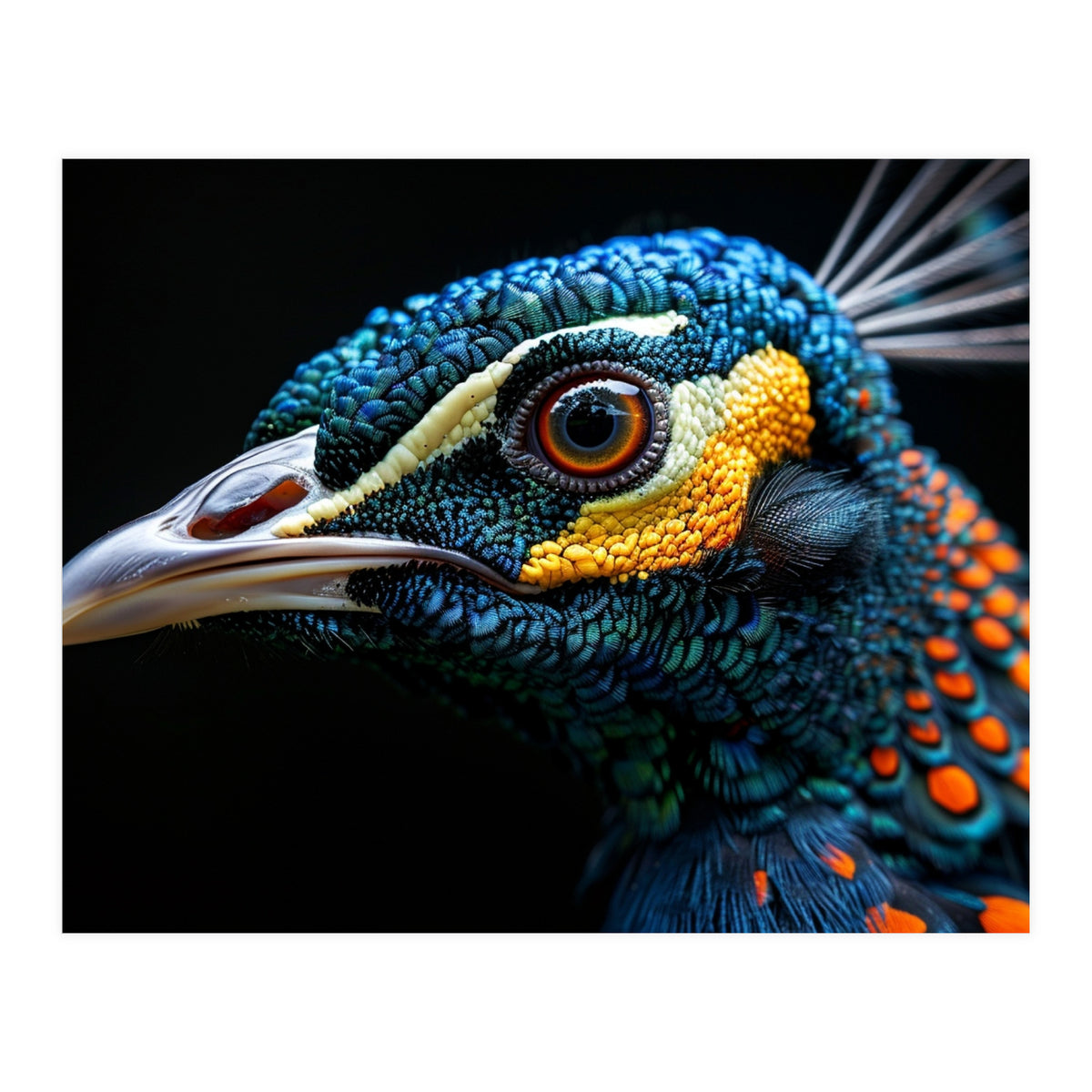 Close Up Of A Peacock Bird Head Eye (Print Only)
