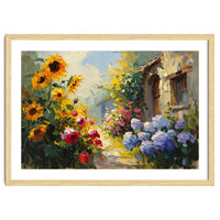 Vibrant Summer Cottage Garden Oil Painting