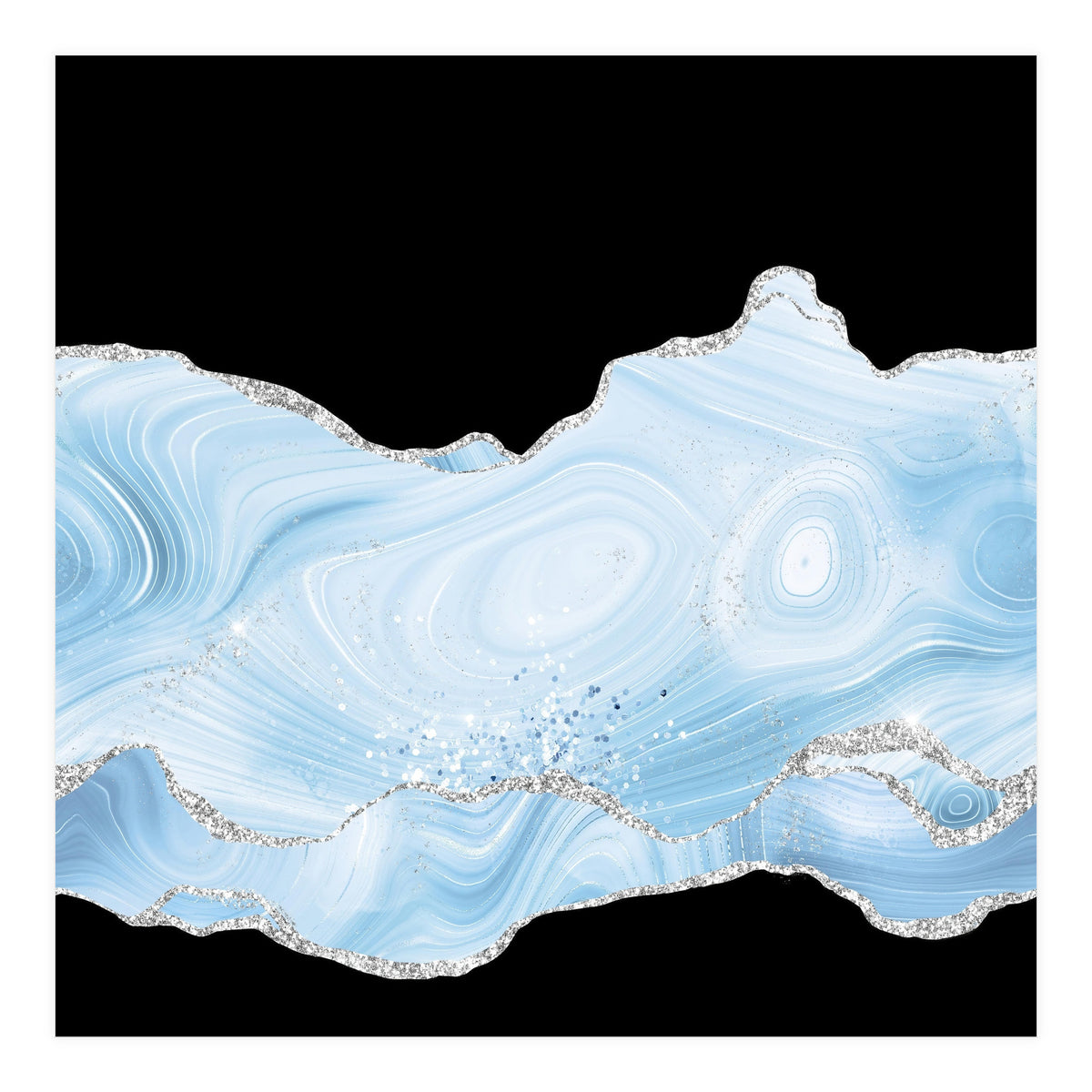 Blue & Silver Agate Glitter Texture 04 (Print Only)
