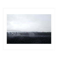 Tourists on the black sand beach - Iceland  (Print Only)