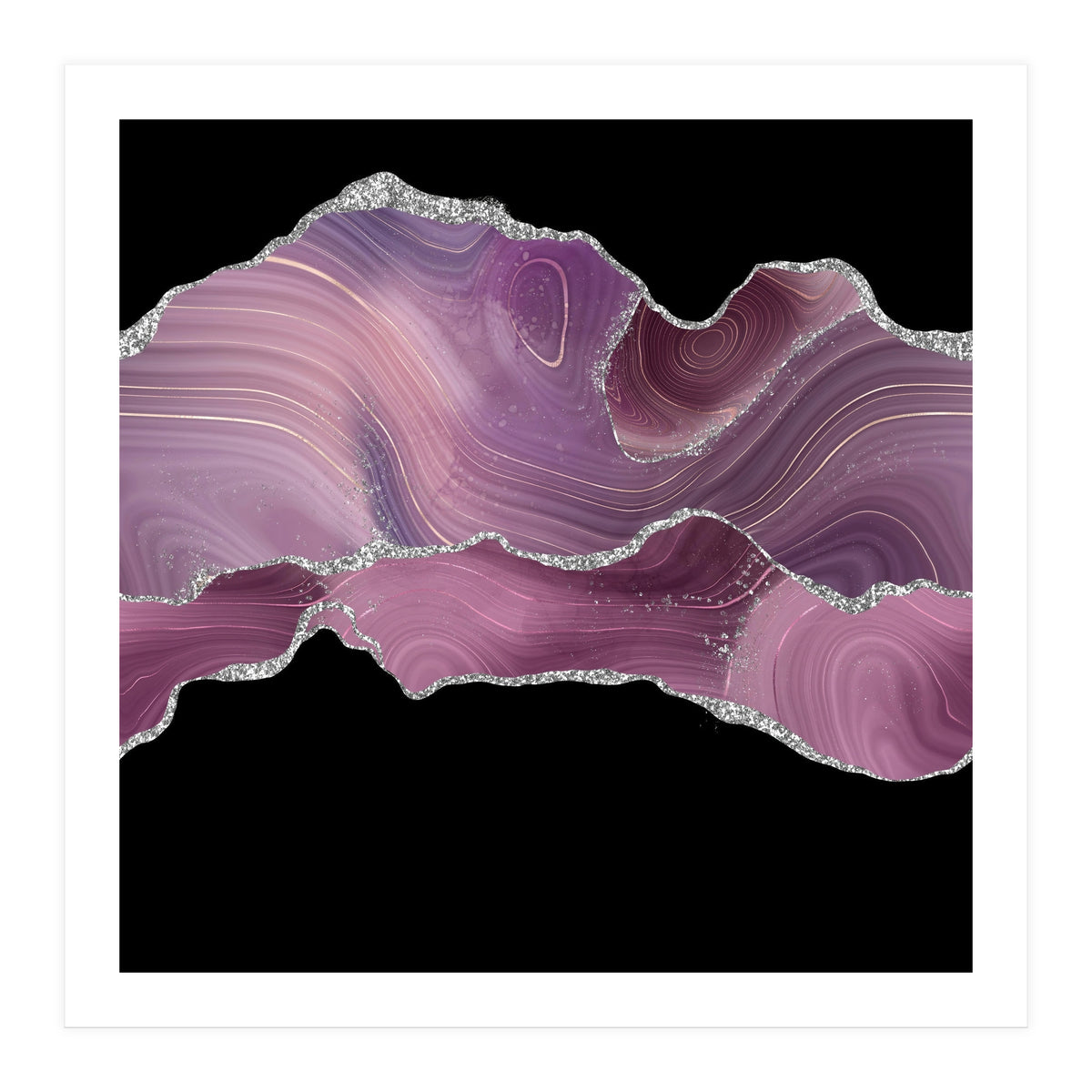 Mauve & Silver Agate Texture 04  (Print Only)