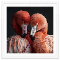 Close Up Of Two Flamingos Nuzzling Together
