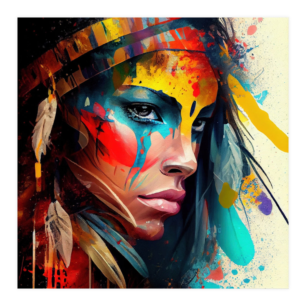 Powerful American Native Woman #5 (Print Only)