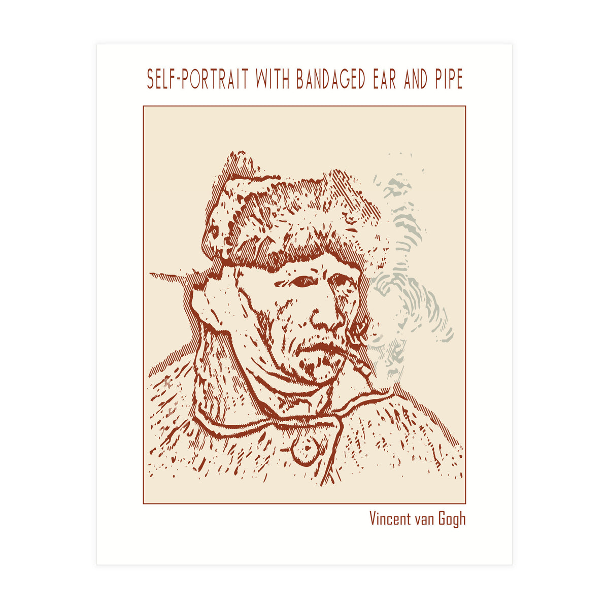 Self Portrait With Bandaged Ear And Pipe – Vincent Van Gogh (Print Only)
