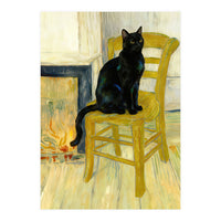 Black Cat on the Yellow Chair, Cozy Van Gogh Vintage Style, Cat at Eternity’s Gate (Print Only)