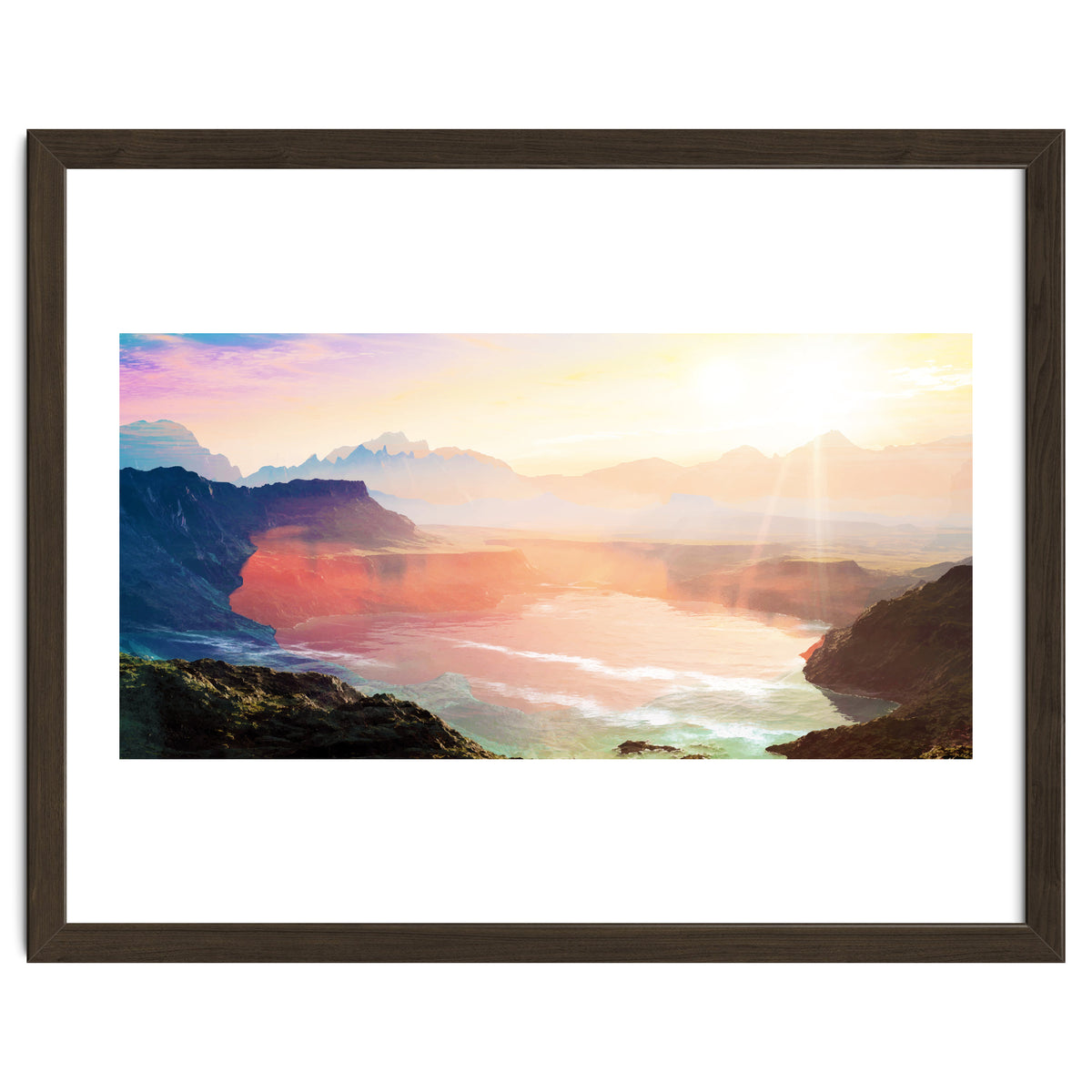 Sunrise Grandeur, Scenic Nature Landscape, Ocean Beach Travel Photography, Sea Waves Mindfulness