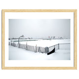 Snow-covered deserted basketball court in winter thumbnail