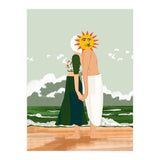 Celestial Union, Sun & Moon Love Couple, Ocean Sea Beach Landscape Nature, Summer Bohemian People (Print Only) thumbnail