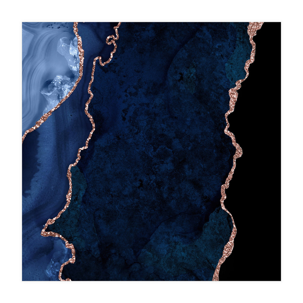 Navy & Rose Gold Agate Texture 15  (Print Only)