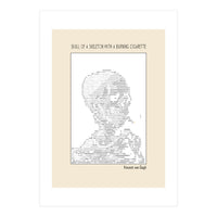 Skull Of A Skeleton With A Burning Cigarette Vincent Van Gogh Ascii Art (Print Only)