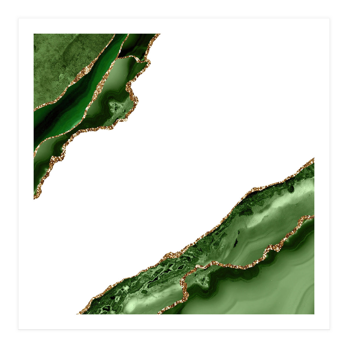 Green & Gold Agate Texture 19  (Print Only)