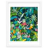 The Midnight Jungle, Botanical Nature Plants Tropical Forest, Watercolor Painting Floral Palm thumbnail