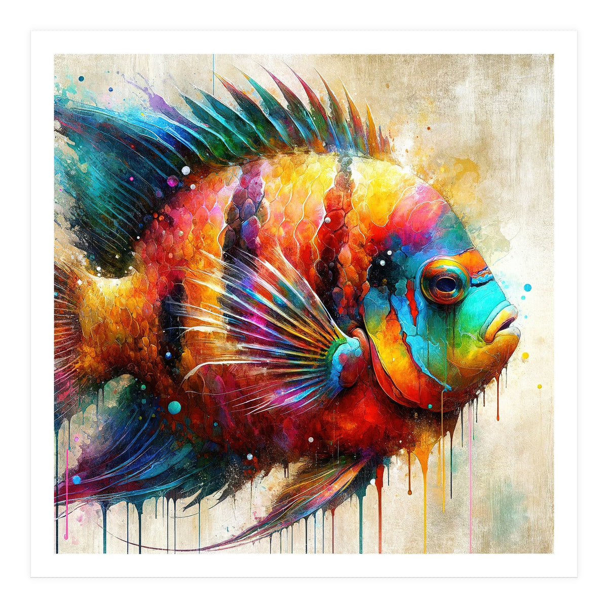 Colorful Tropical Fish Portrait (Print Only)