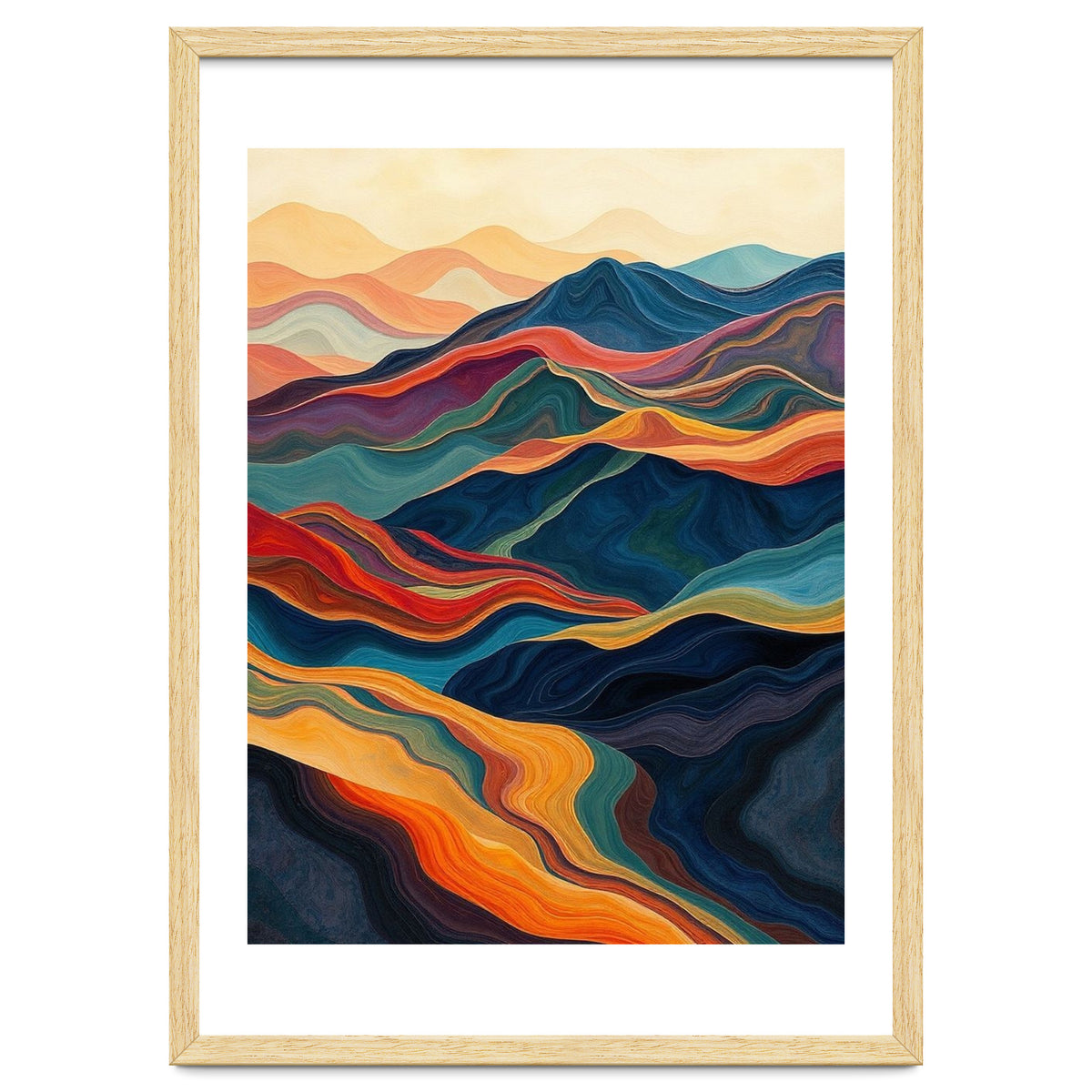 Abstract Mountain Landscape Art with Fluid Textures