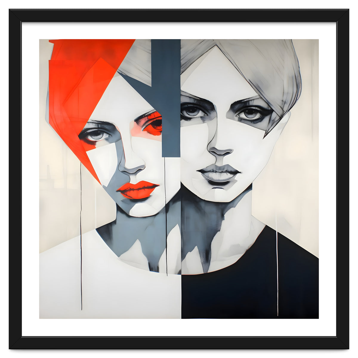 CHIC, Fashion in it's simplist form, two chic women head and shoulders portrait.