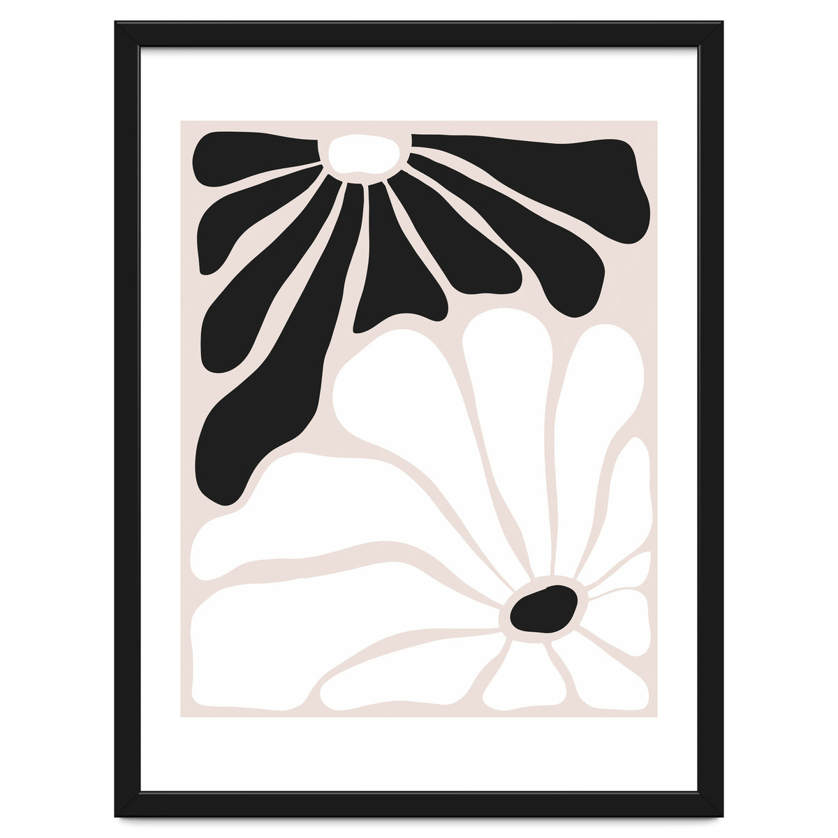 Floral Yin Yang, Scandinavian Nature Flowers Botanical Concept, Plants Blossom Positivity Neutral Minimalism