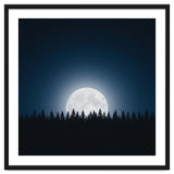 Midnight Serenity: Full Moon Over Forest Silhouettes thumbnail