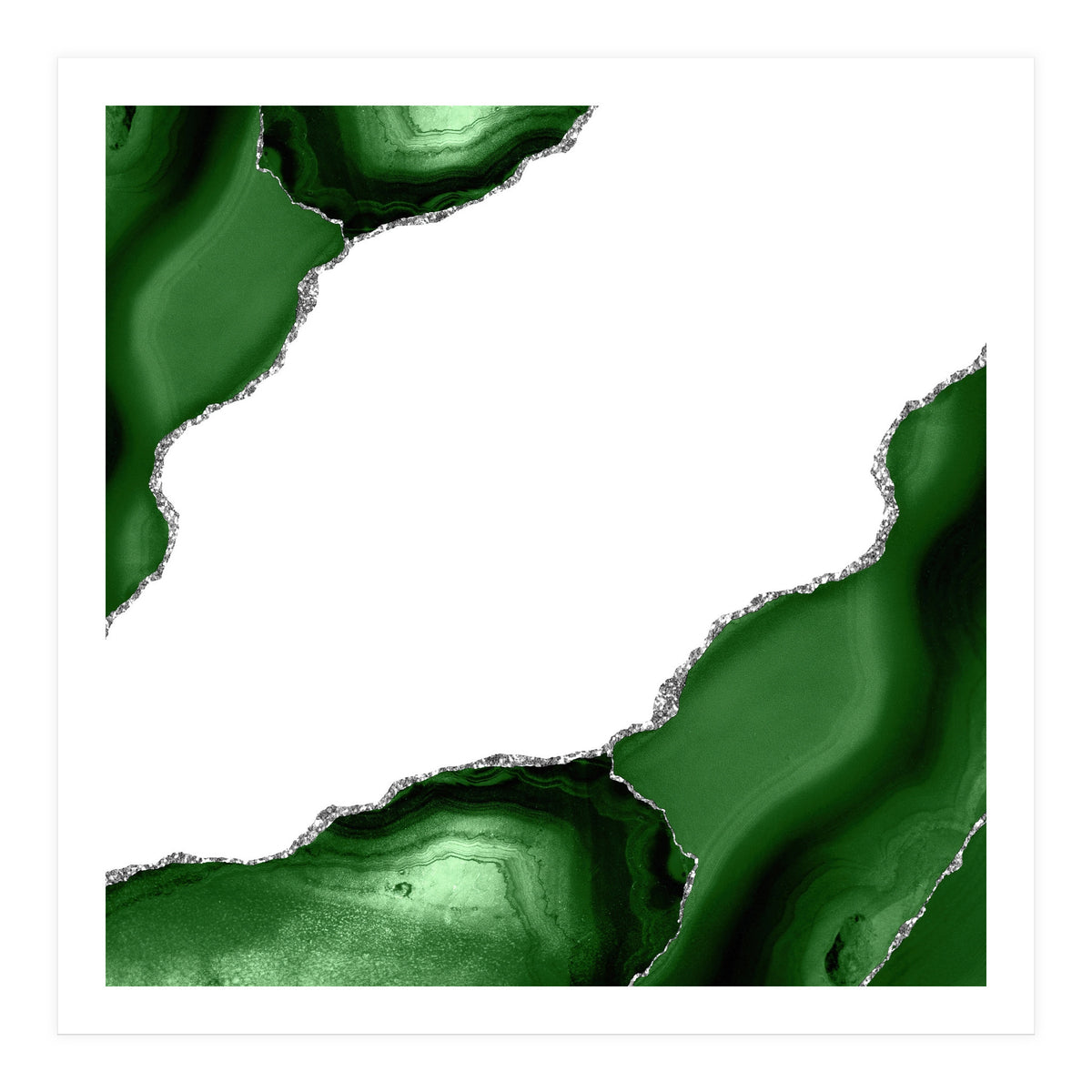 Green & Silver Agate Texture 16  (Print Only)