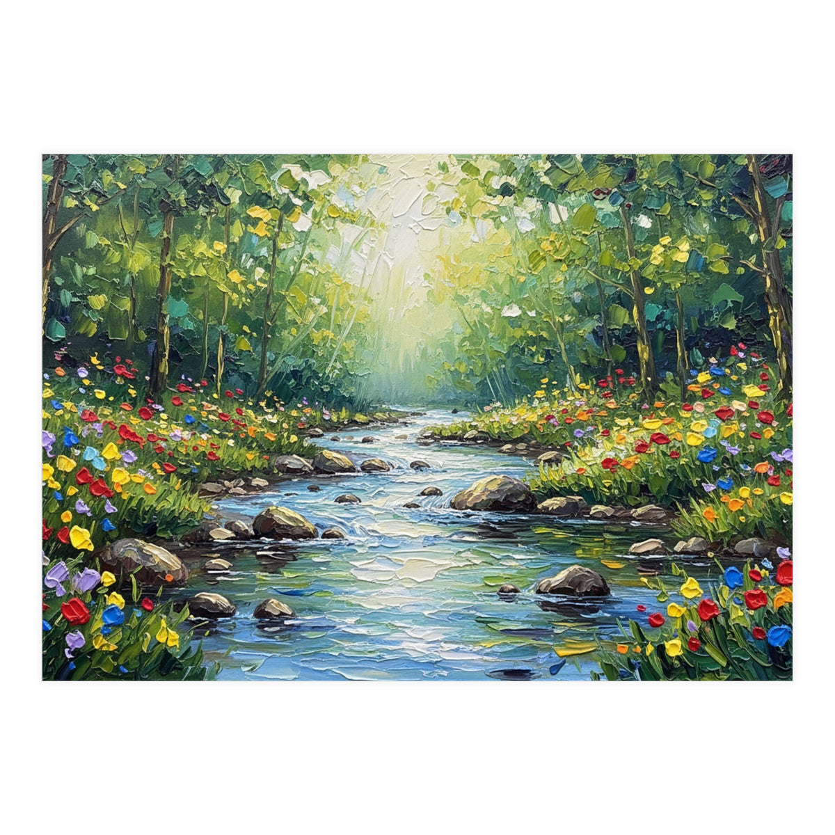 Sunlit Forest Stream (Print Only)