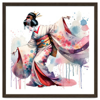 Geisha Dancer With Flowing Kimono